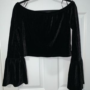 Velvet Off Shoulder Crop Top